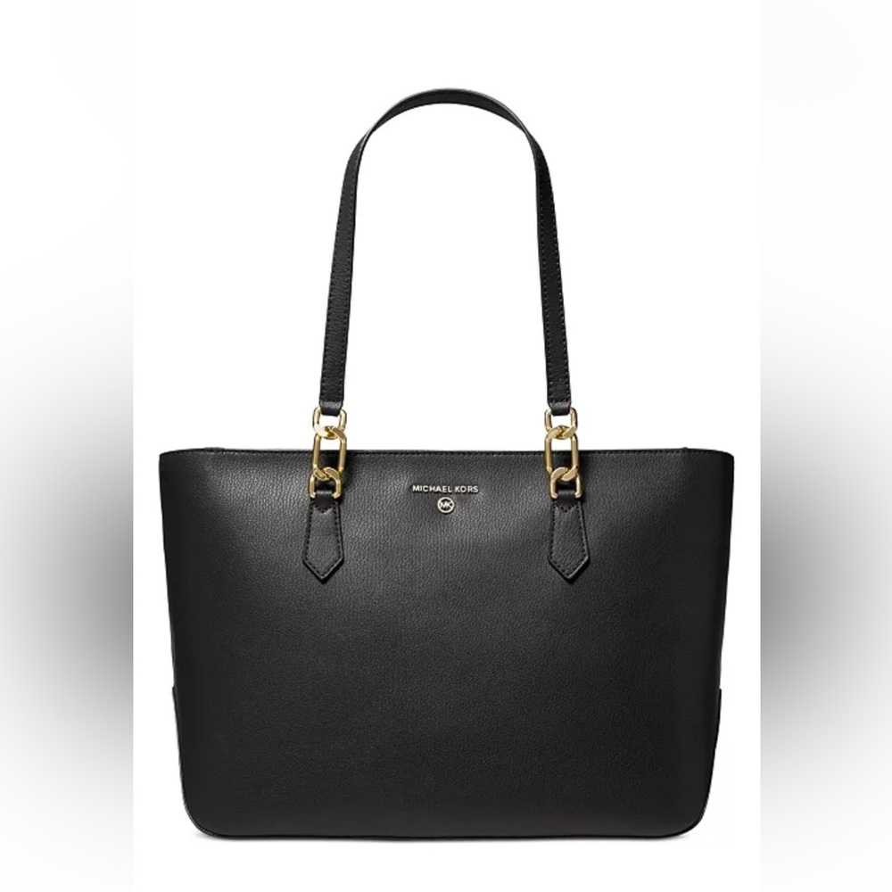 Michael Kors Laney Black Tote with Gold Accents